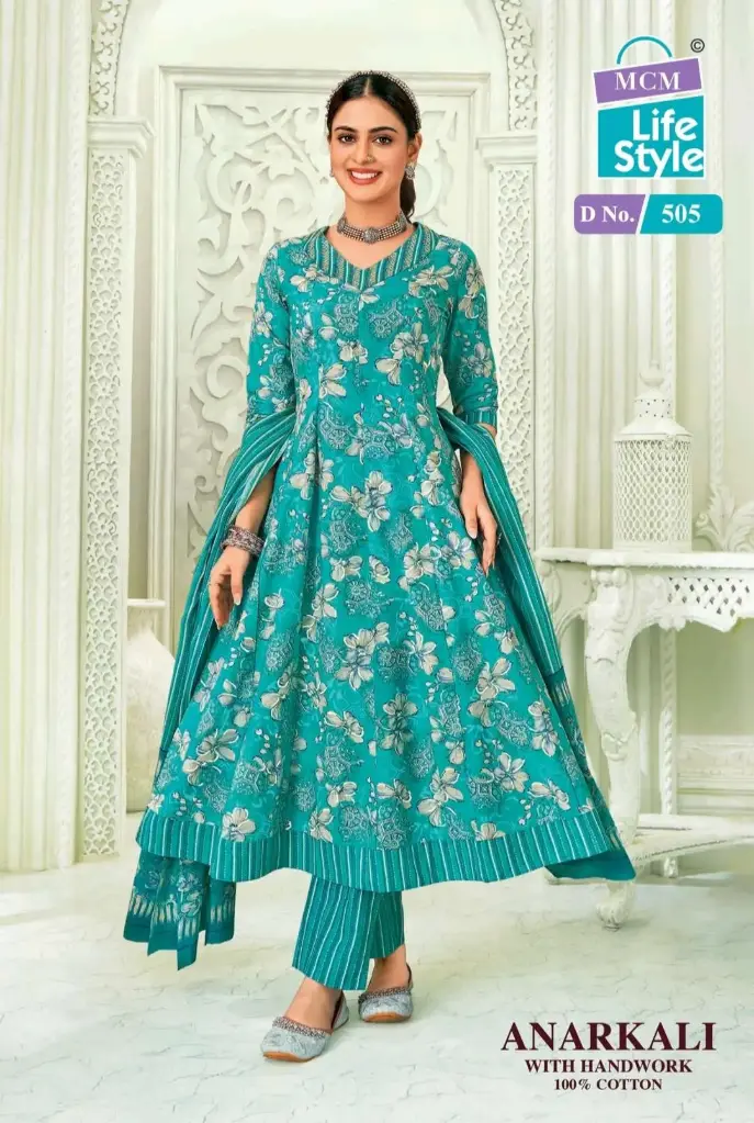 Sky Blueish Anarkali Dress , L Size